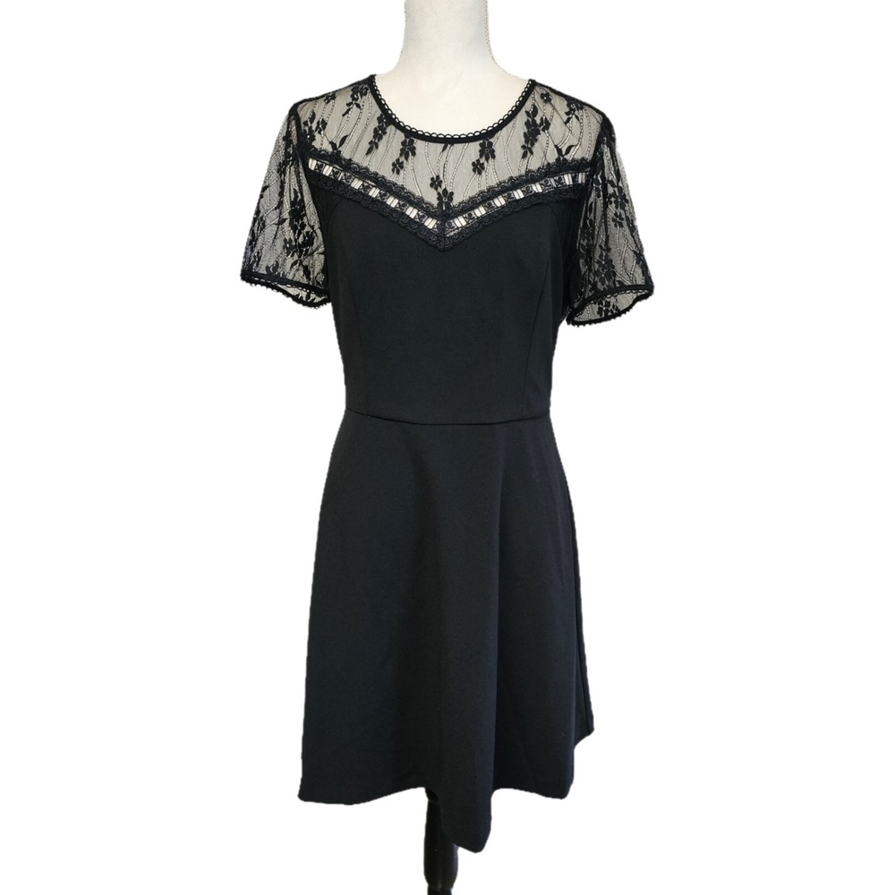 NWT Nanette Lepore $149 Poetic Love Lace Top Black Dress Size 14 Dark‎ Romantic